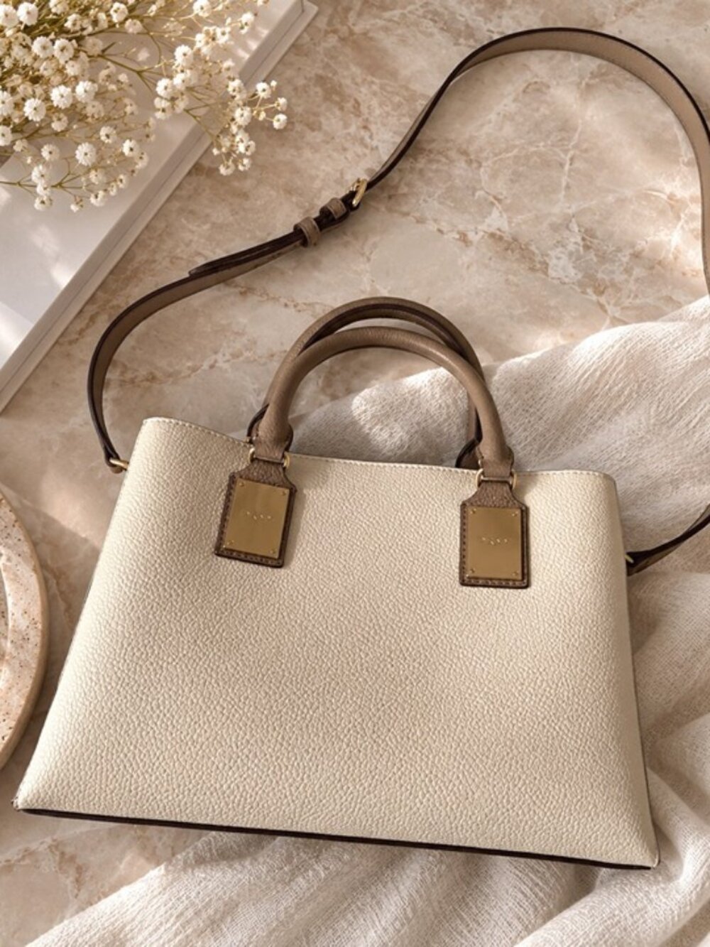 DKNY Beige Satchel Handbag Crossbody Shoulder Bag